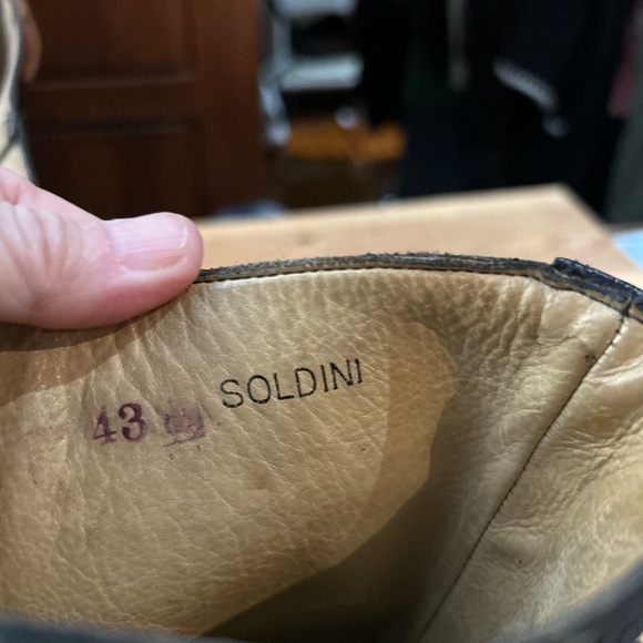 Vintage SOLDINI Leather Military Combat Boots Lug Sole Black 43 US 10 - Picture 11 of 16